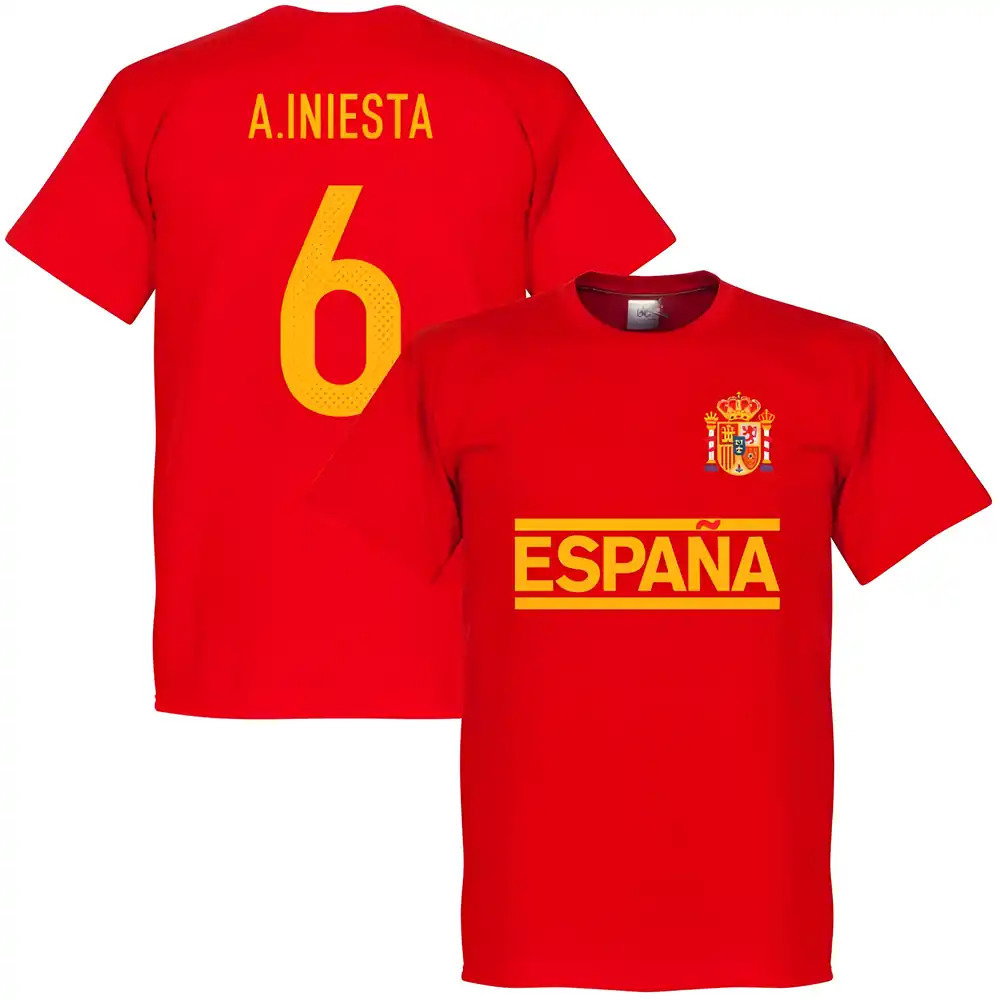 Spain A. Iniesta Team T-Shirt - Red