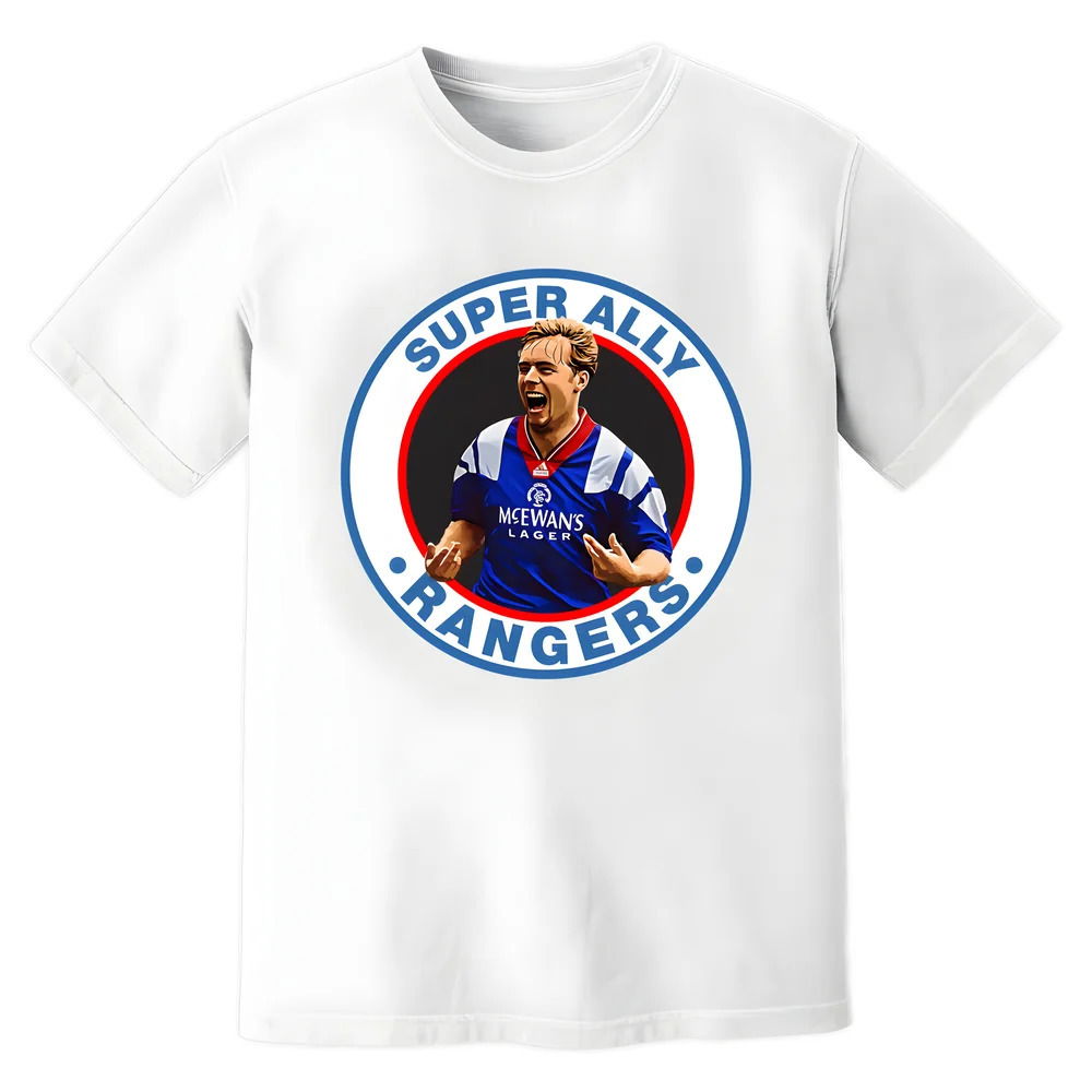 Ally McCoist Super Ally Rangers Retro T-Shirt (White)