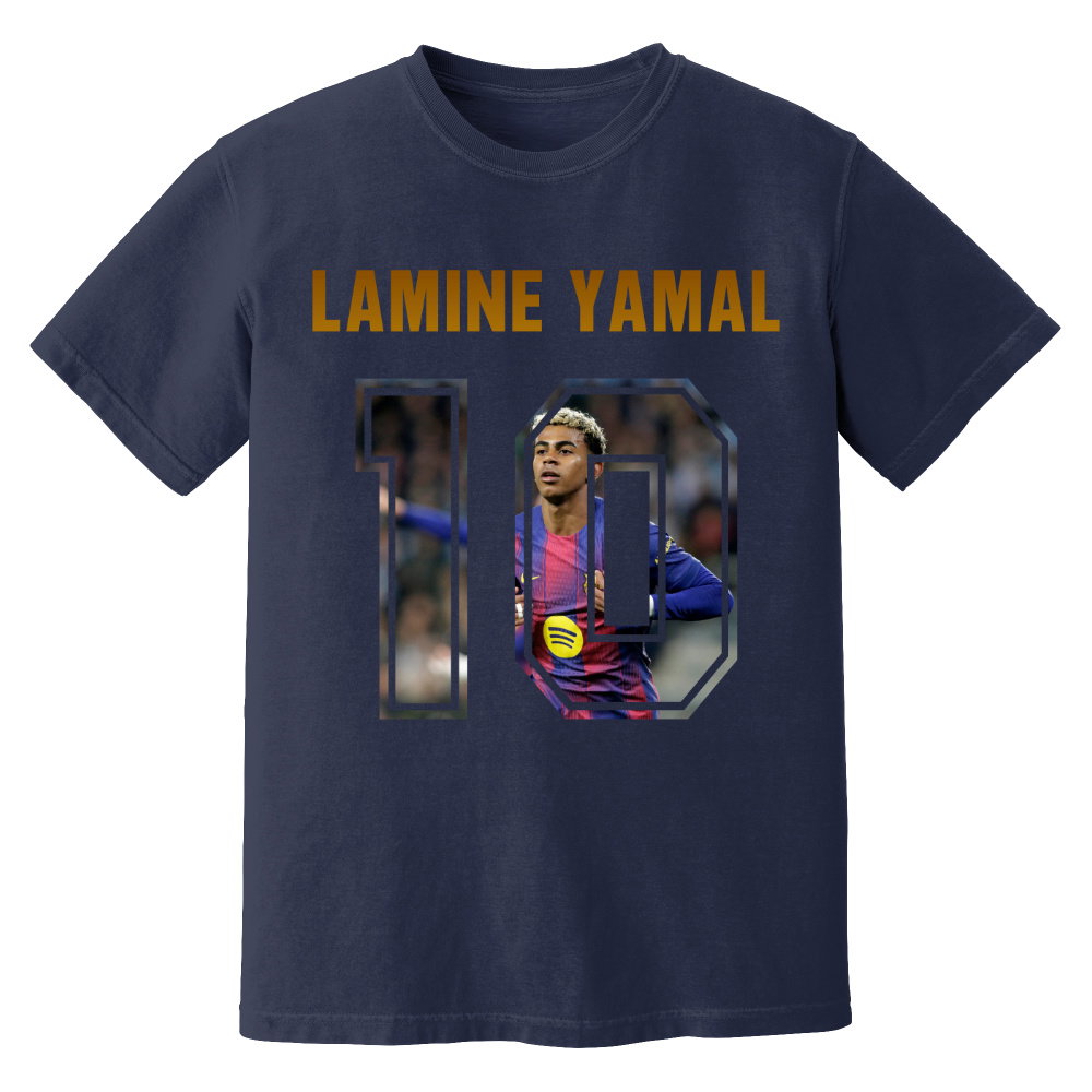 Lamine Yamal Barcelona Name And Number T-Shirt (Navy)
