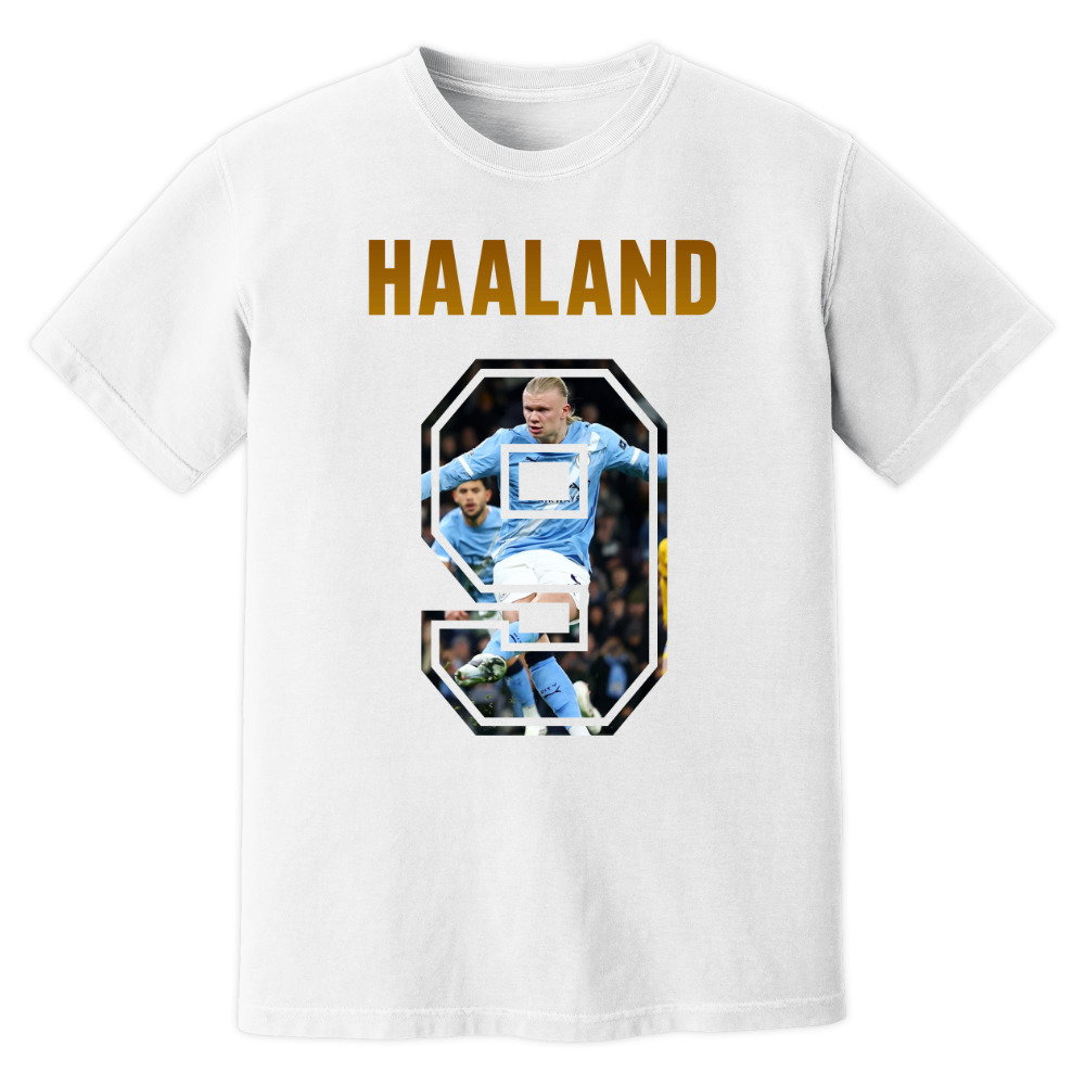 Erling Haaland Man City Name And Number T-Shirt (White)