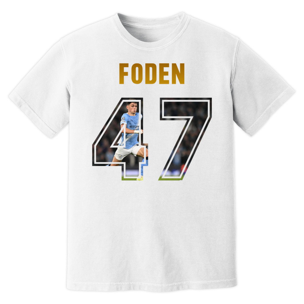Phil Foden Man City Name And Number T-Shirt (White)