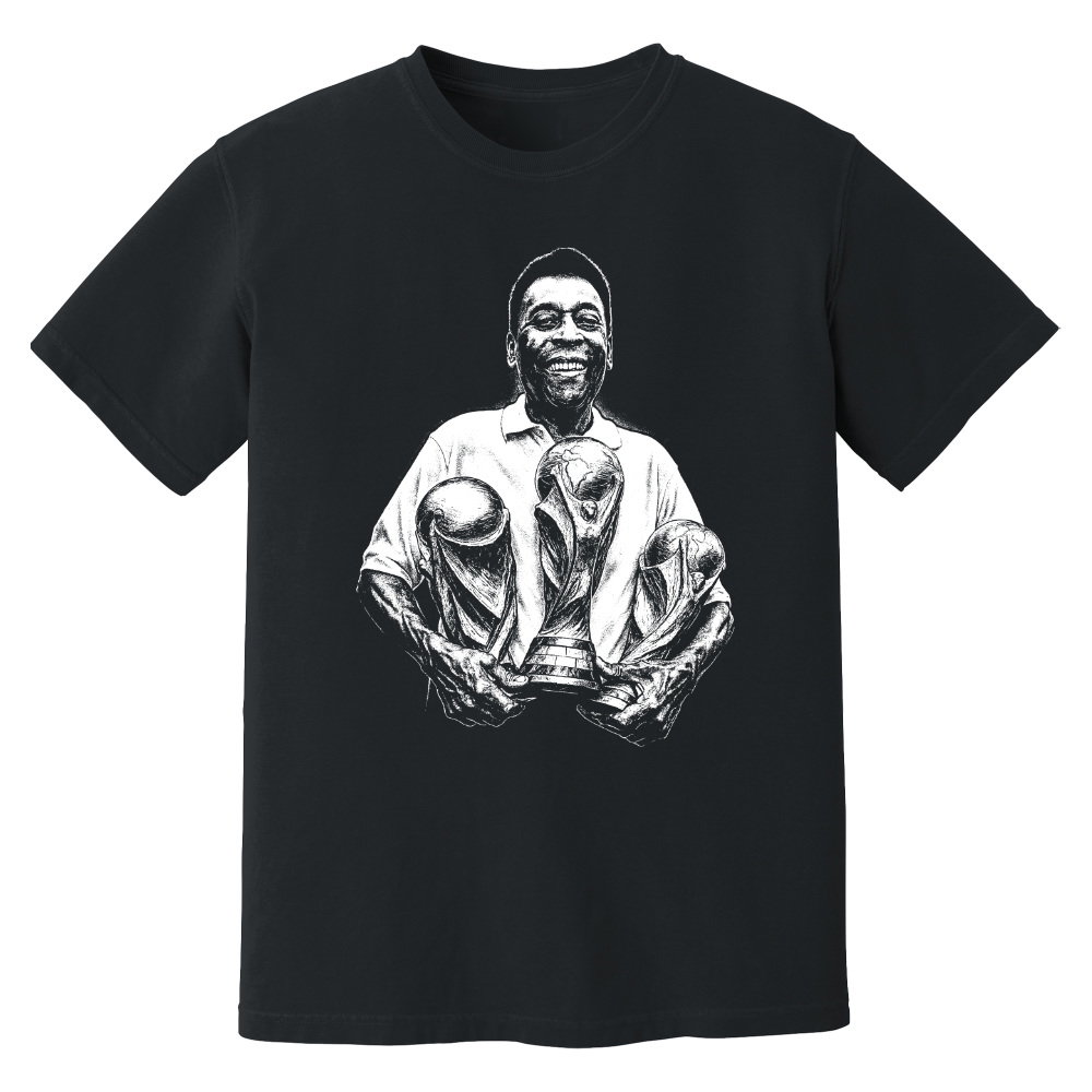 Pele Brazil 3 World Cups Phantom Graphic Tee - Black