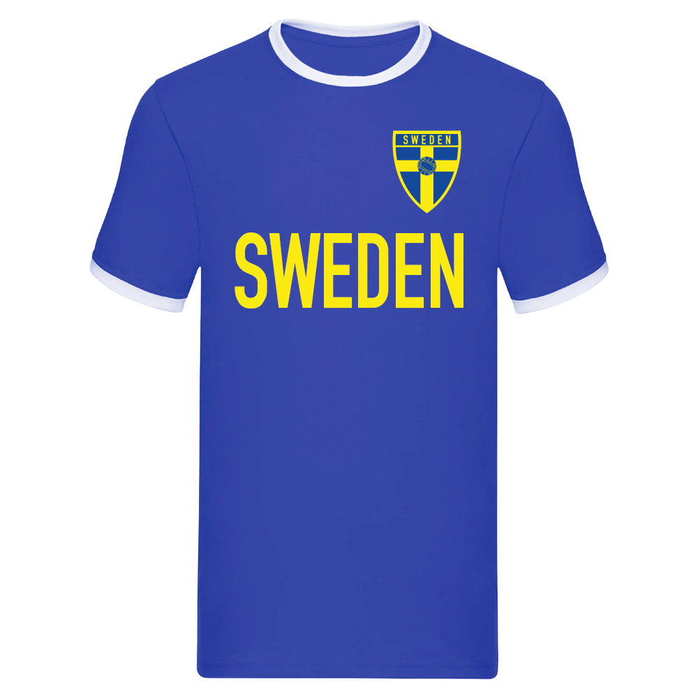 Sweden Logo & Text Ringer Tee (Blue)