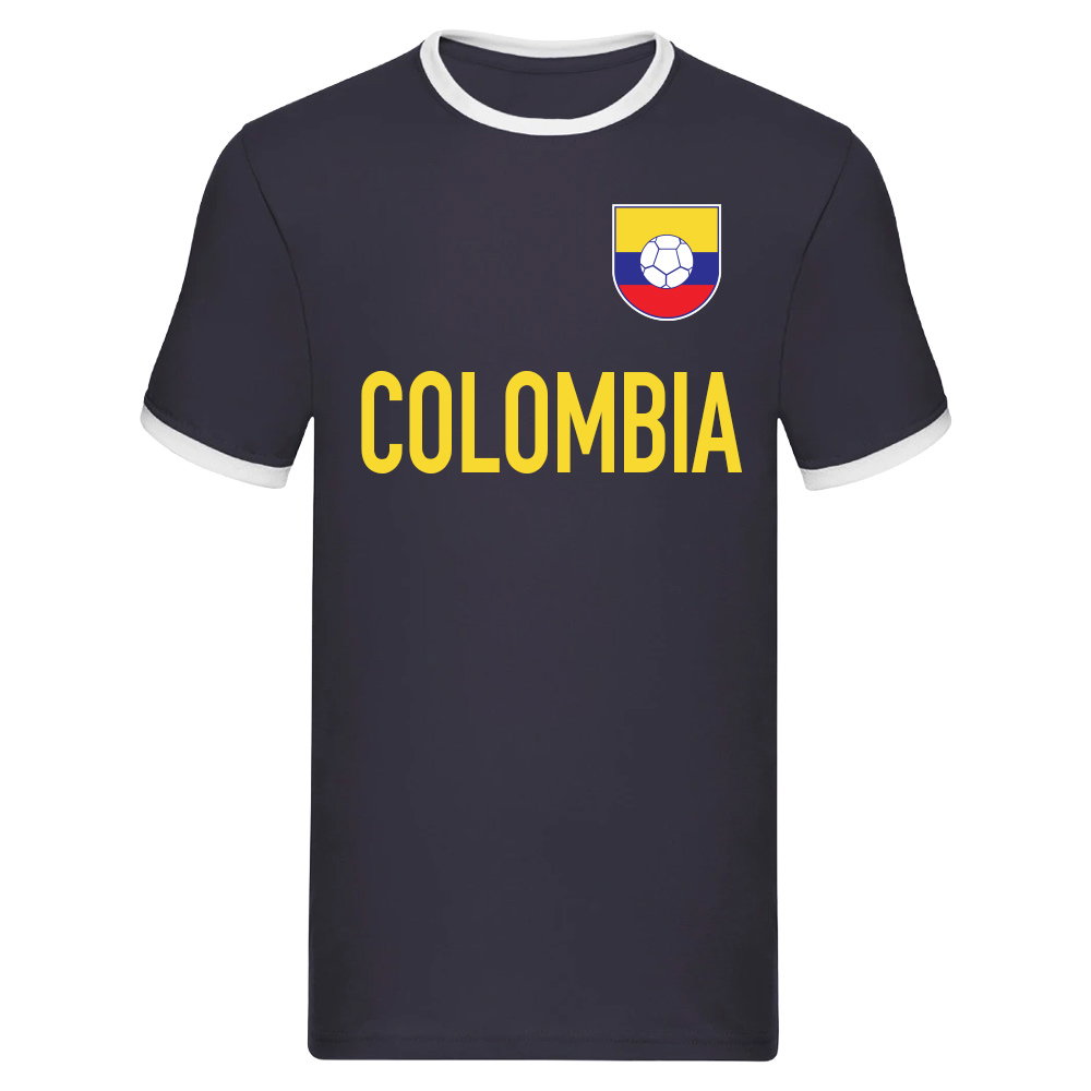 Colombia Logo & Text Ringer Tee (Navy)