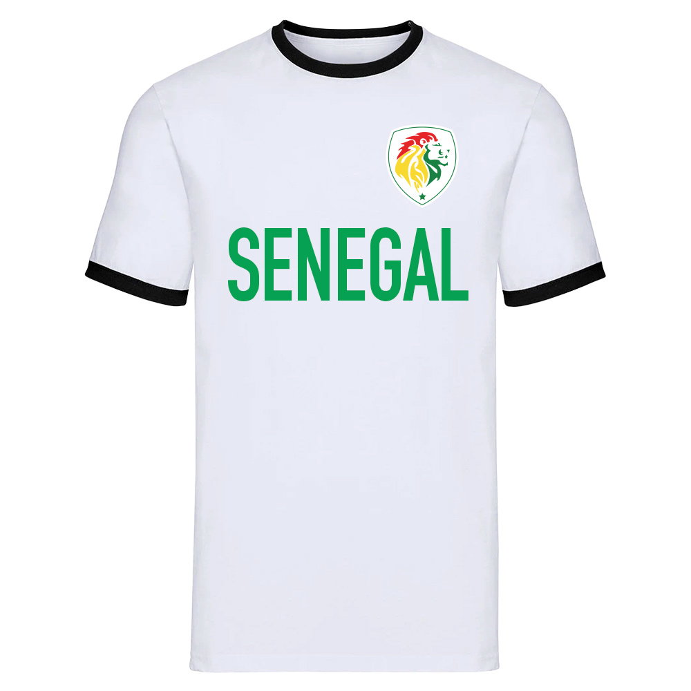 Senegal Logo & Text Ringer Tee (White)