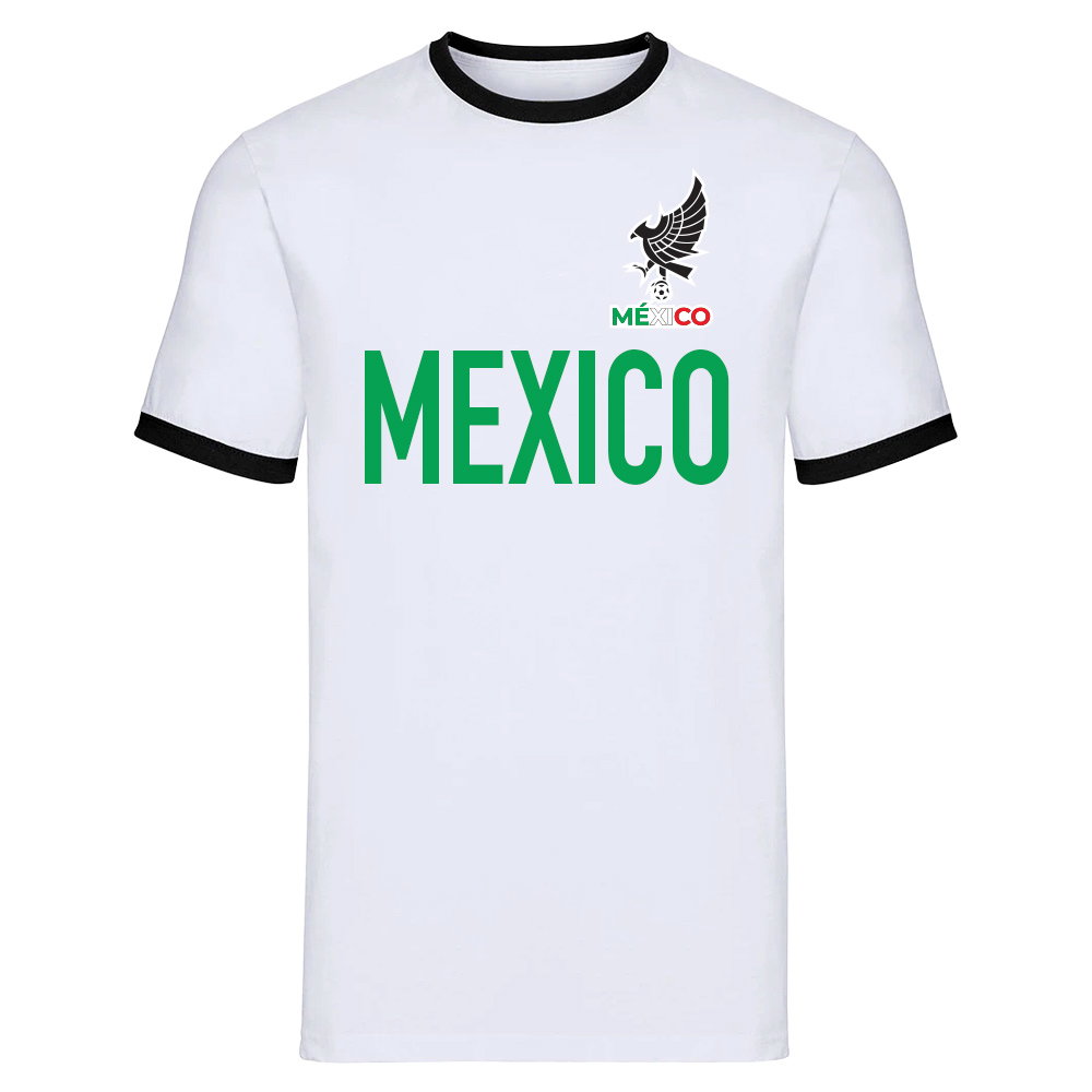 Mexico Logo & Text Ringer Tee (White)