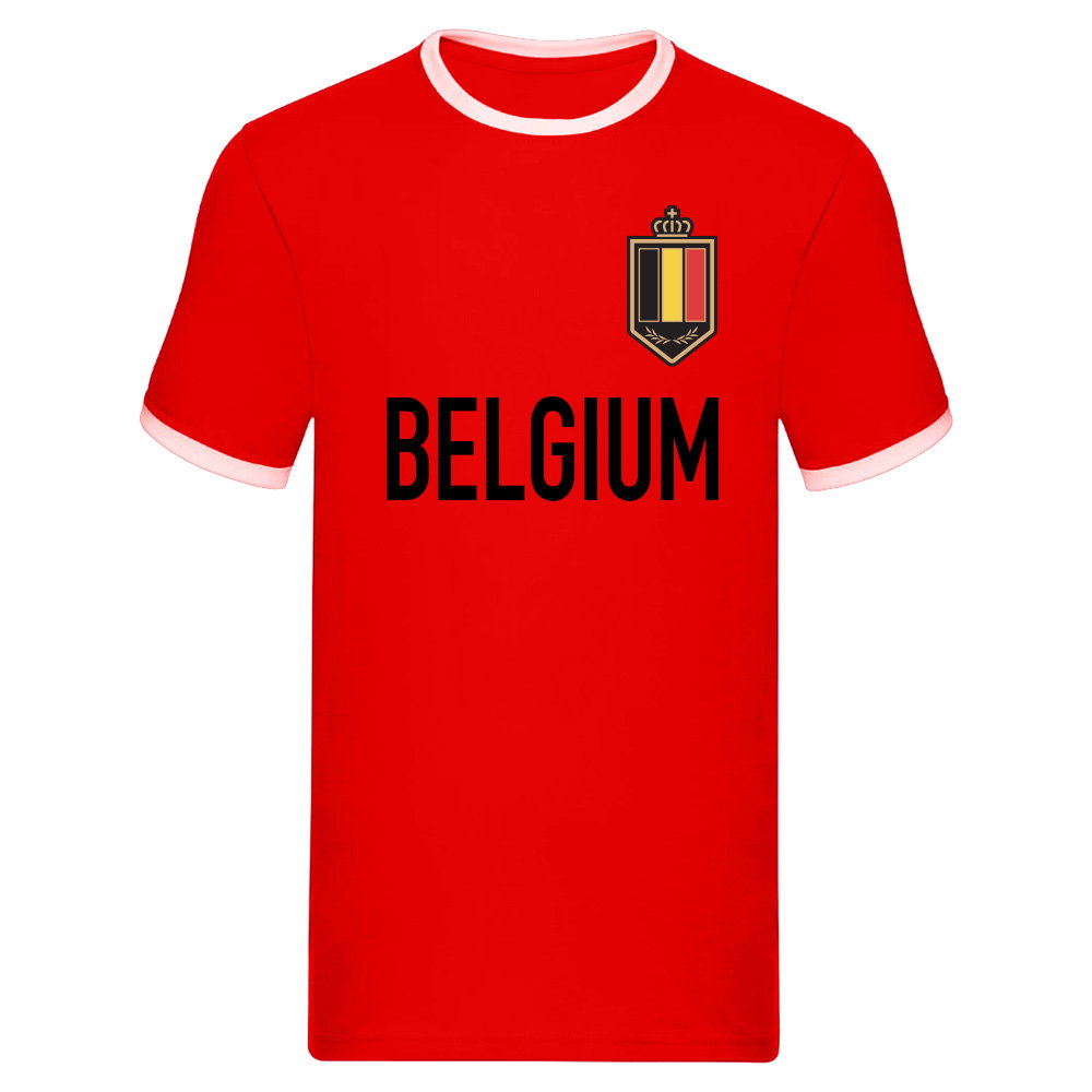 Belgium Logo & Text Ringer Tee (Red)