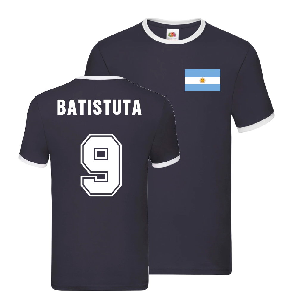 Gabriel Batistuta Argentina Ringer T-Shirt (Navy)