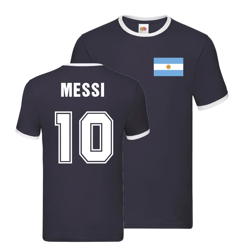 Lionel Messi Argentina Ringer T-Shirt (Navy)