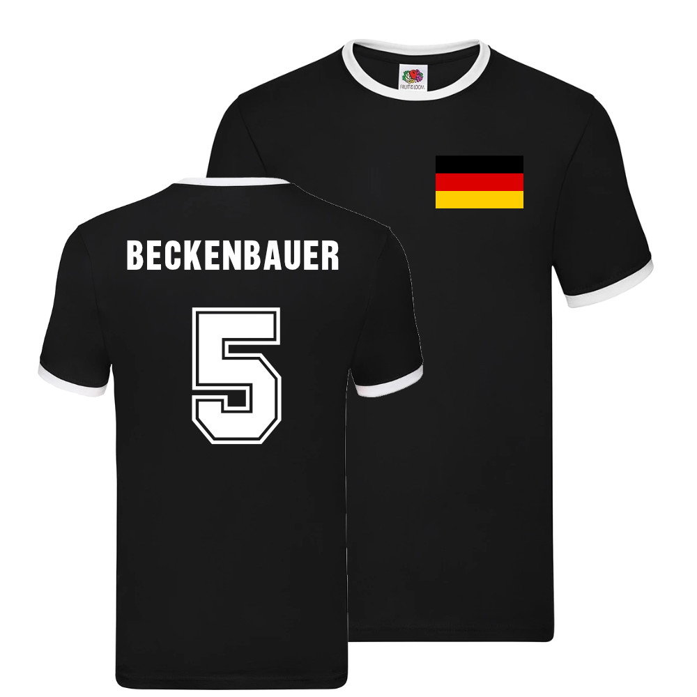 Franz Beckenbauer Germany Ringer T-Shirt (Black)