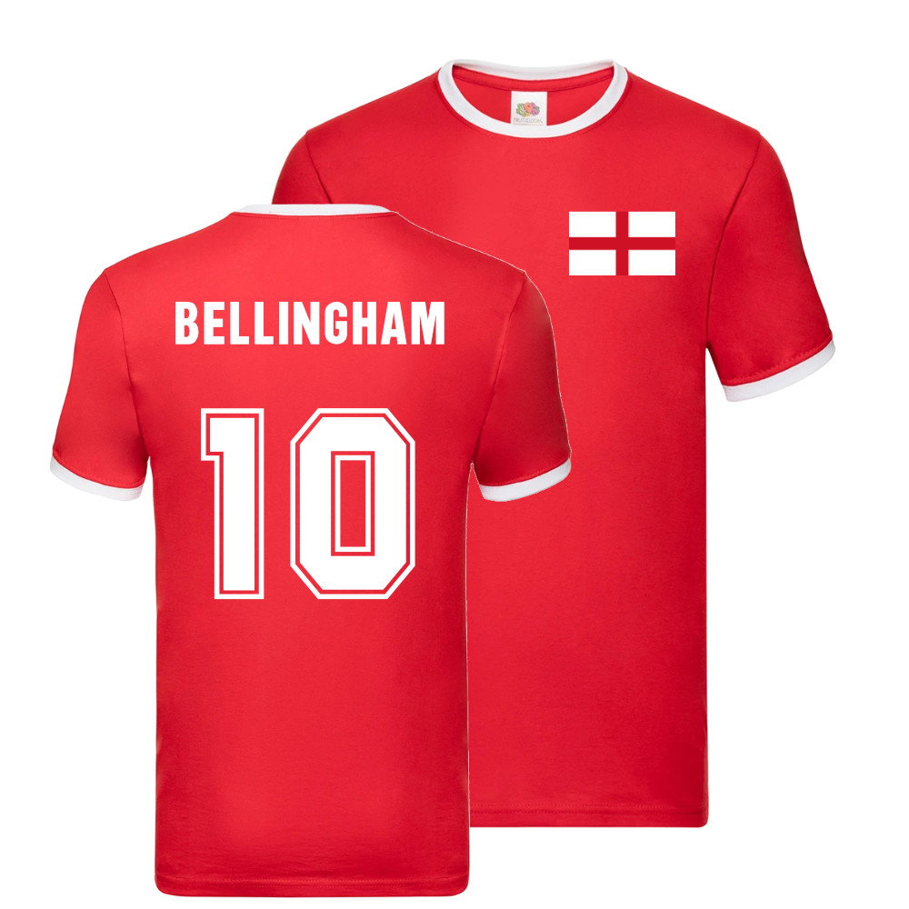 Jude Bellingham England Ringer T-Shirt (Red)
