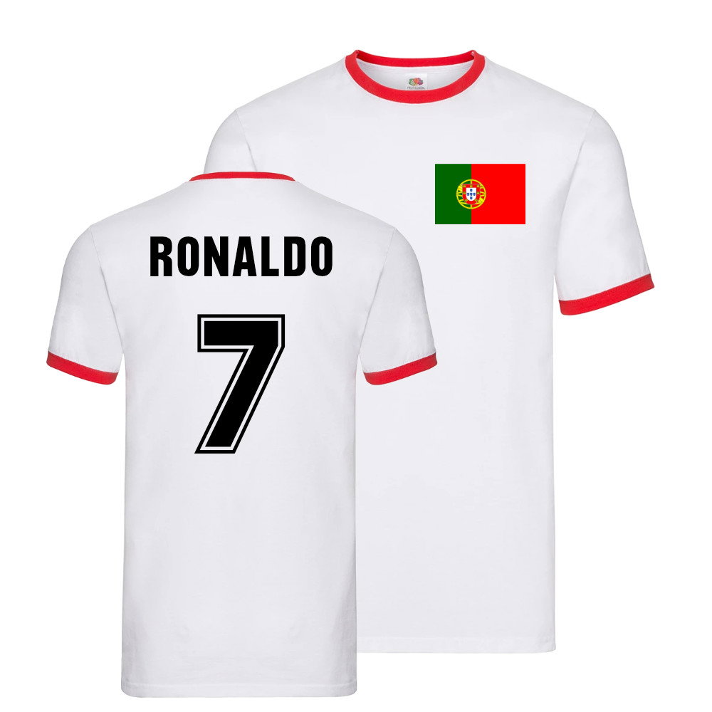 Cristiano Ronaldo Portugal Ringer T-Shirt (White)