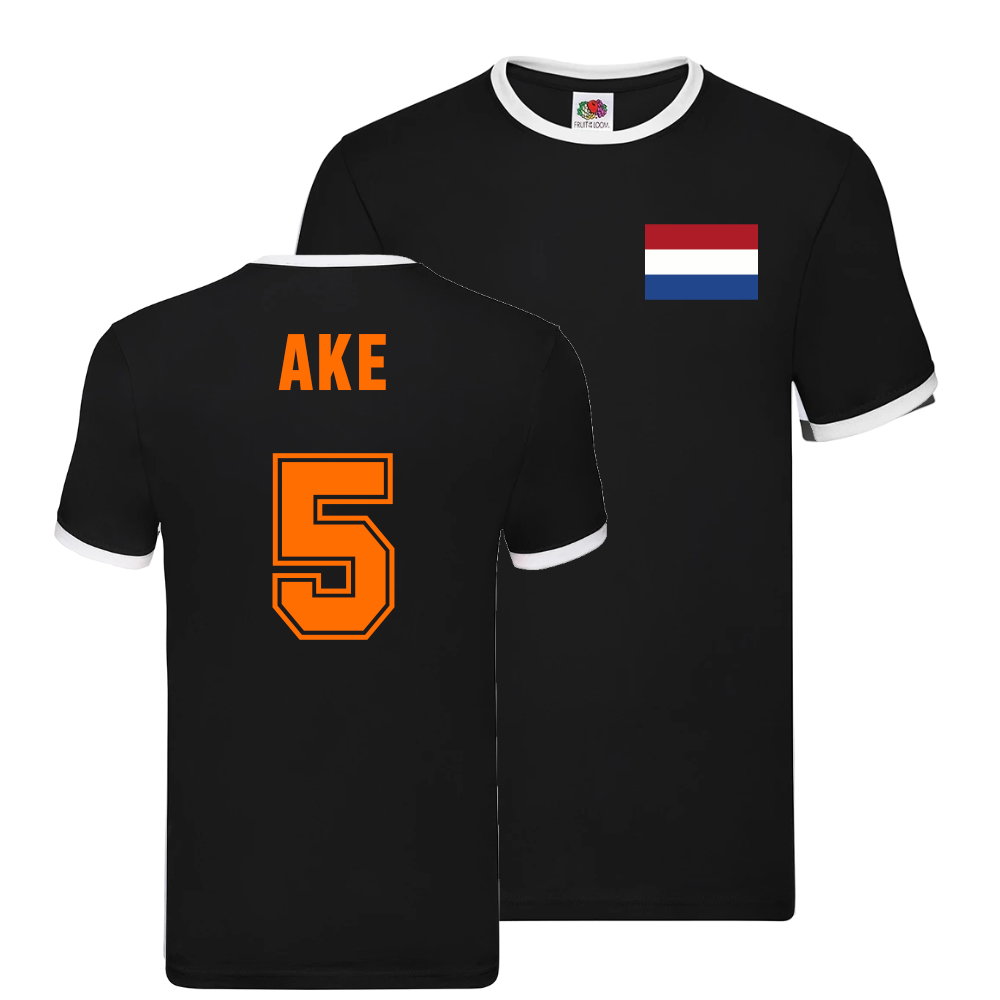 Nathan Ake Holland Ringer T-Shirt (Black)
