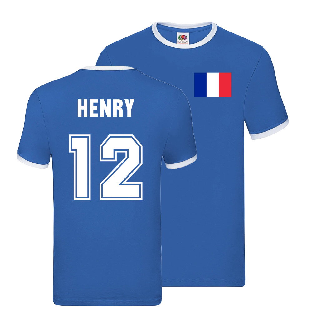 Thierry Henry France Ringer T-Shirt (Blue)