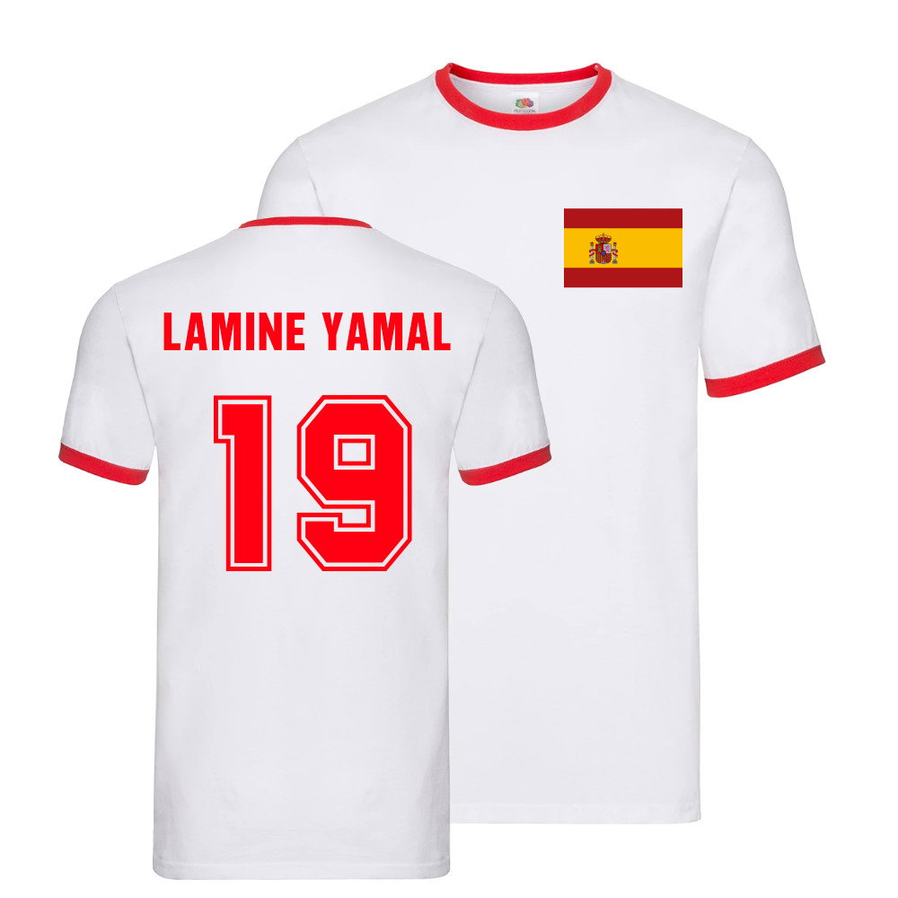 Lamine Yamal Spain Ringer T-Shirt (White)