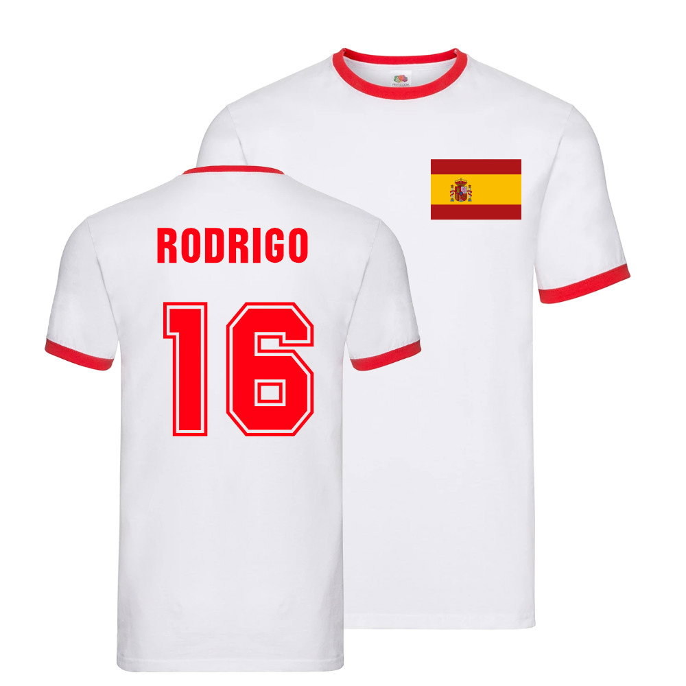 Rodri Spain Ringer T-Shirt (White)