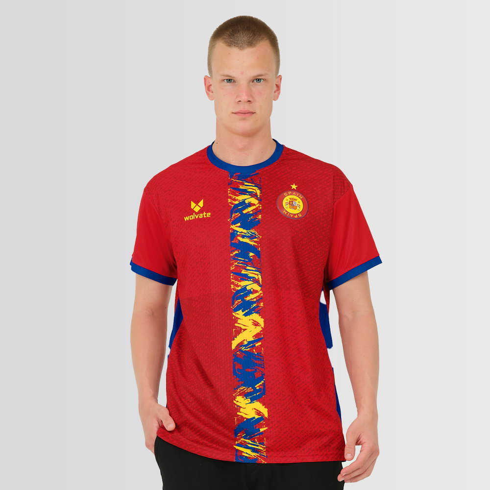 Spain Legacy Football Jersey Red (Wolvate) Kids Short Sleeve