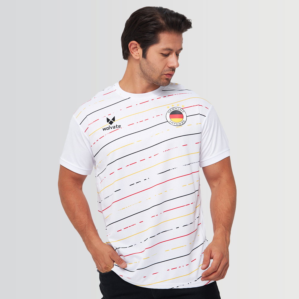 Germany Legacy Football Jersey Striped (Wolvate) kids Kids Short Sleeve