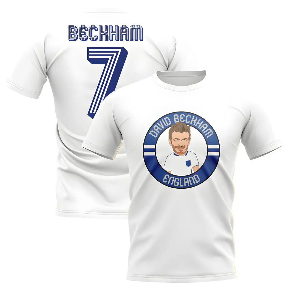 David Beckham England Illustration T-Shirt (White)