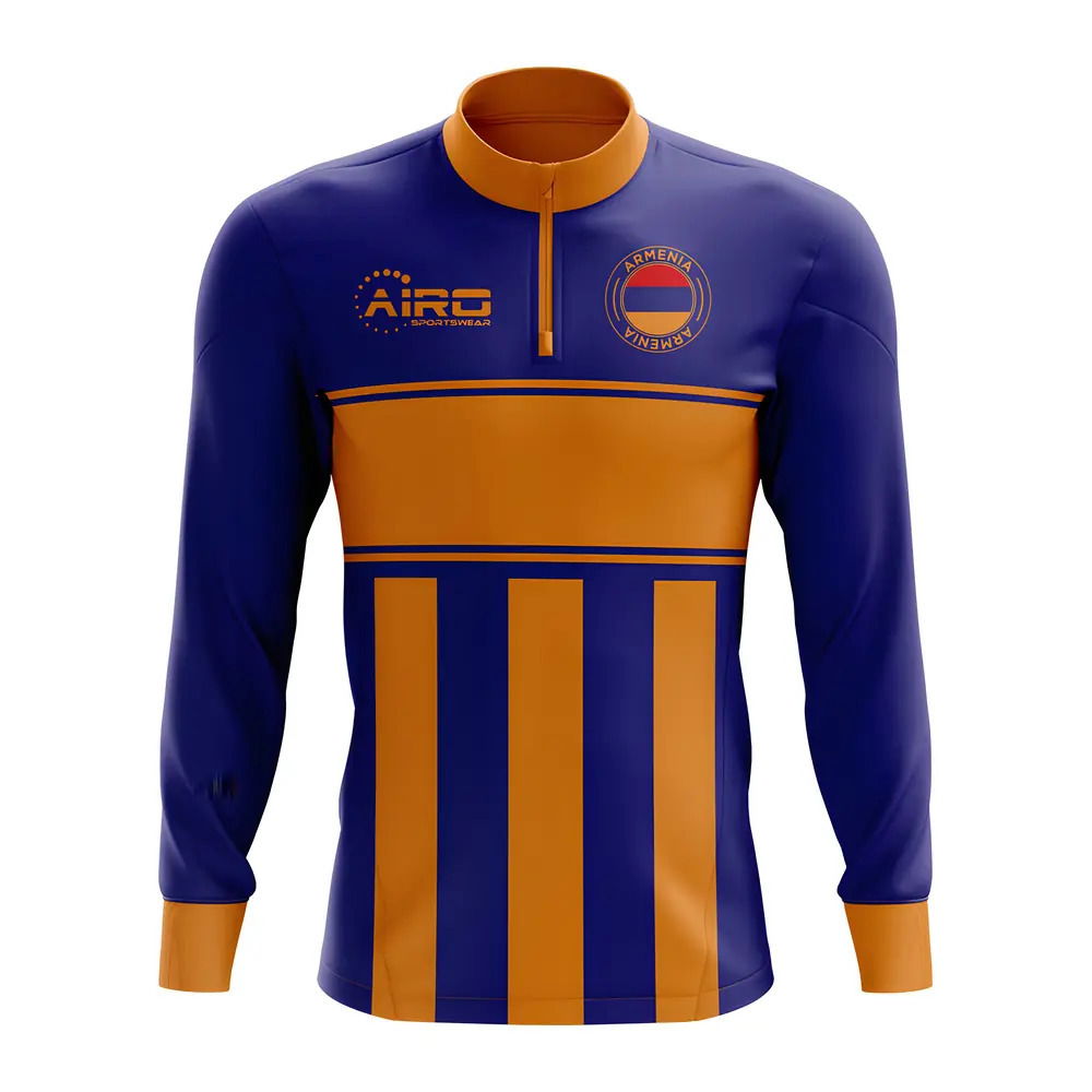 Armenia Concept Football Half Zip Midlayer Top (Blue-Orange)