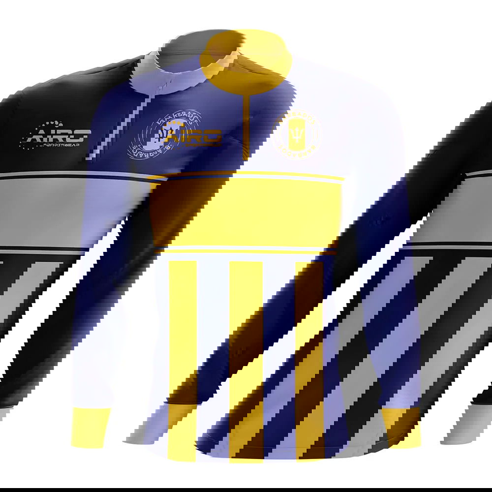 Barbados Concept Football Half Zip Midlayer Top (Blue-Yellow)