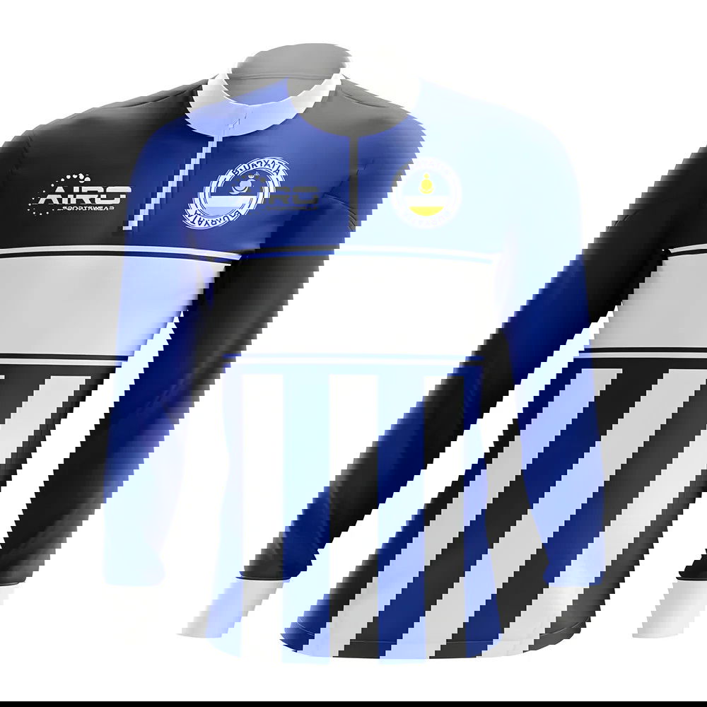 Buryatia Concept Football Half Zip Midlayer Top (Blue-White)