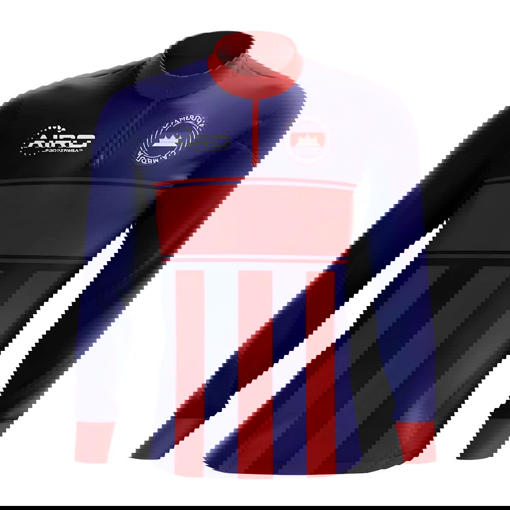 Cambodia Concept Football Half Zip Midlayer Top (Blue-Red)