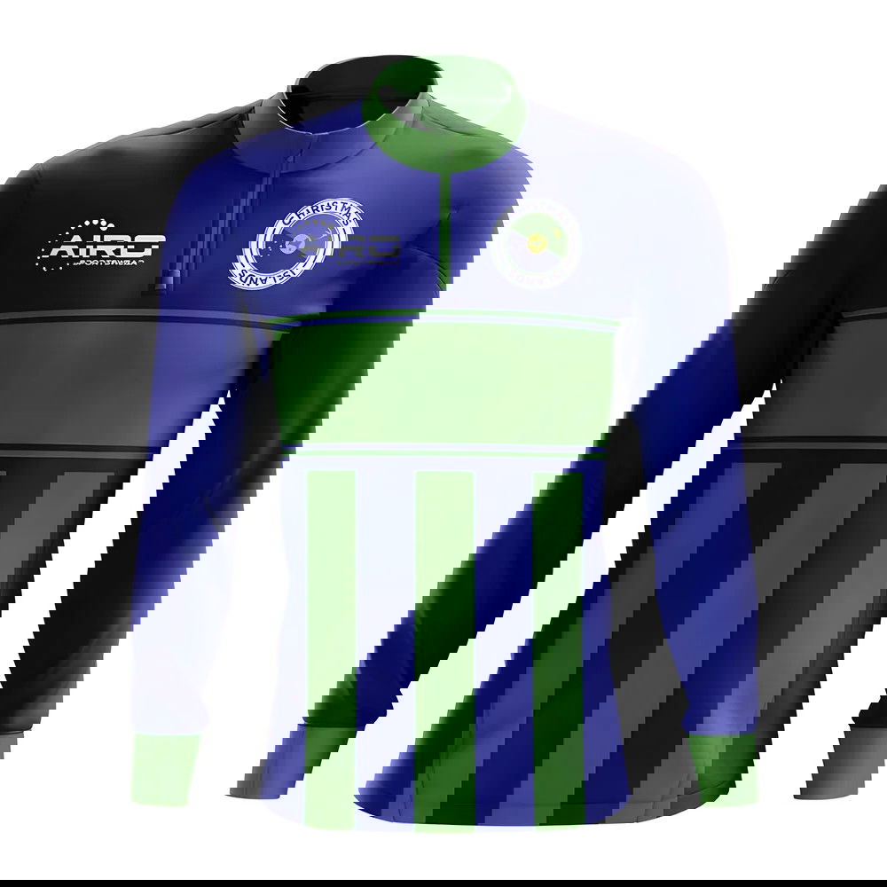 Christmas Island Concept Football Half Zip Midlayer Top (Blue-Green)