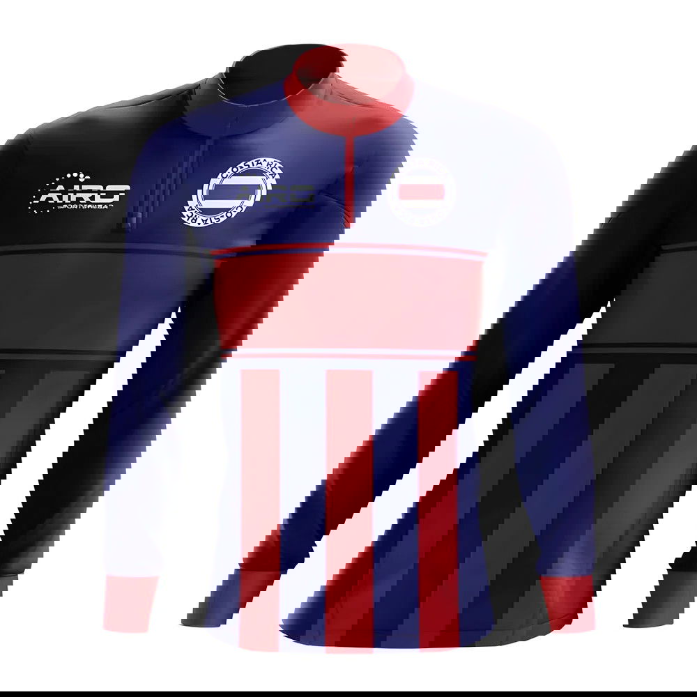 Costa Rica Concept Football Half Zip Midlayer Top (Blue-Red)