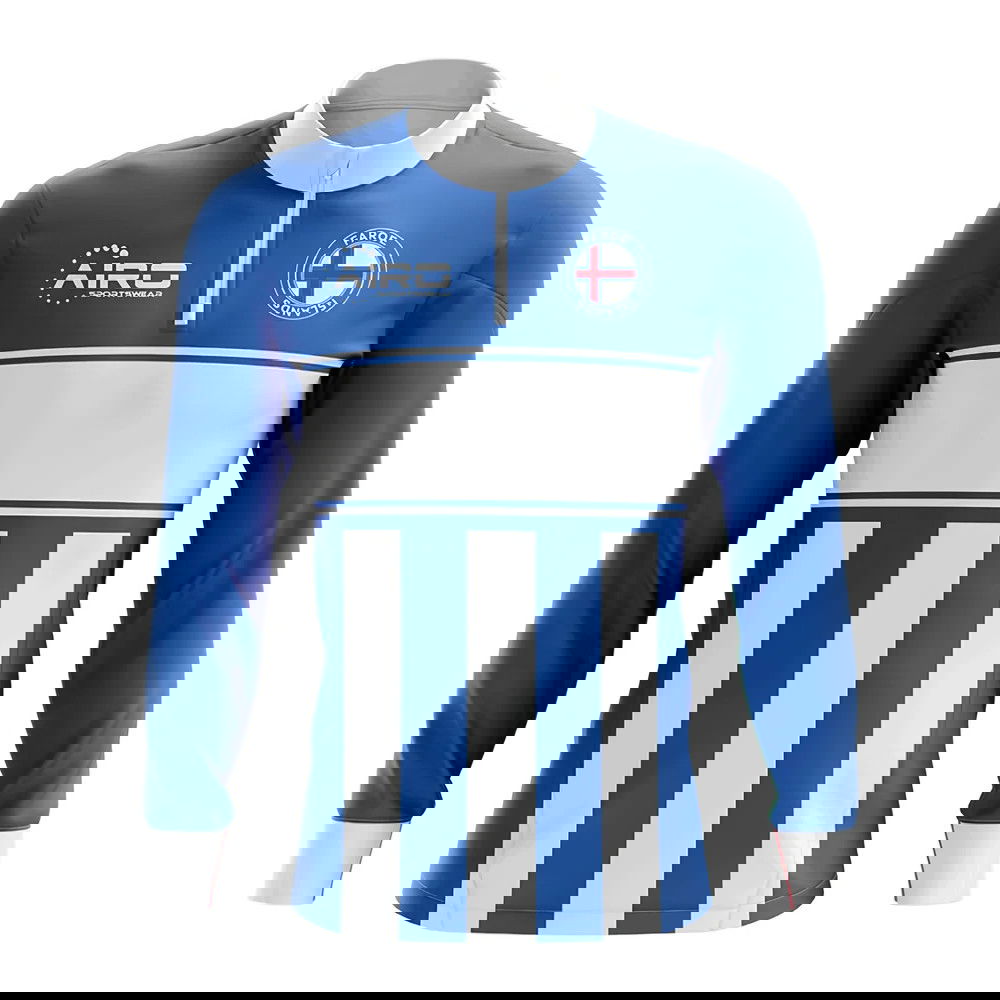 Faroe Islands Concept Football Half Zip Midlayer Top (Blue-White)