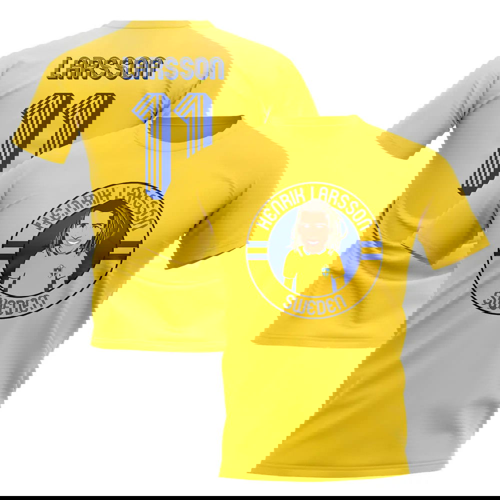 Henrik Larsson Sweden Illustration T-Shirt (Yellow)