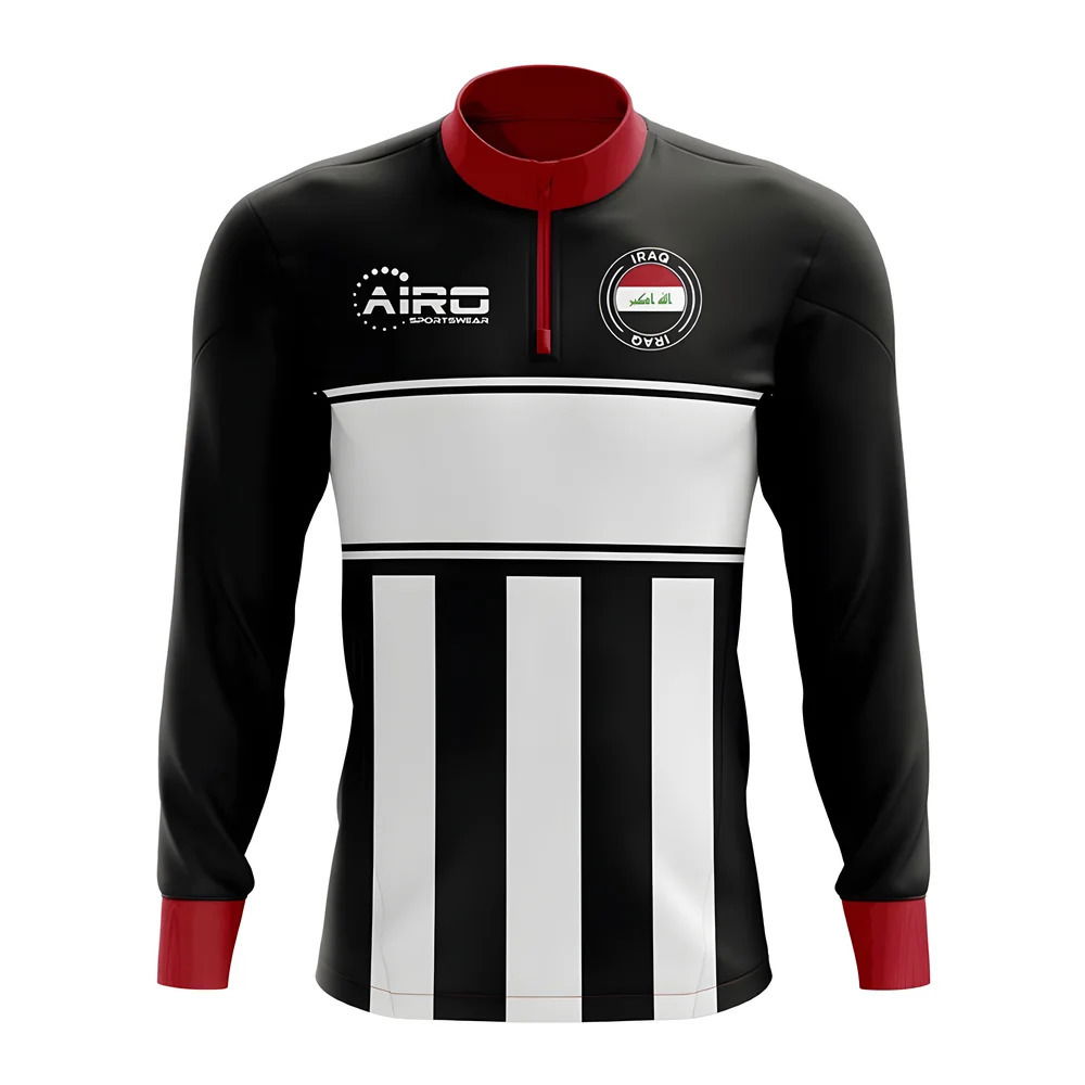 Iraq Concept Football Half Zip Midlayer Top (Black-White)