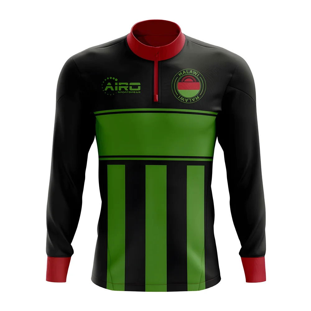 Malawi Concept Football Half Zip Midlayer Top (Black-Green)