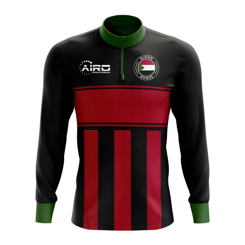 Sudan Concept Football Half Zip Midlayer Top (Black-Red)