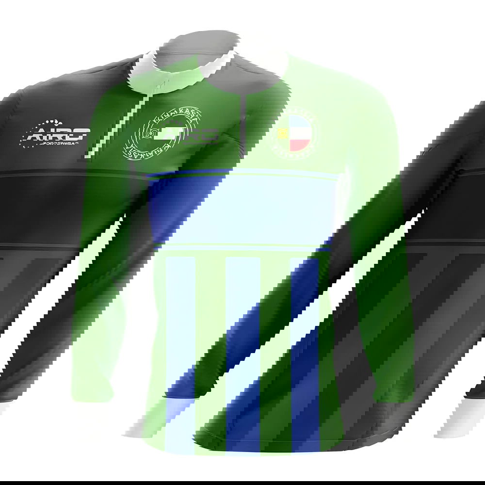 Khakassia Concept Football Half Zip Midlayer Top (Green-Blue)