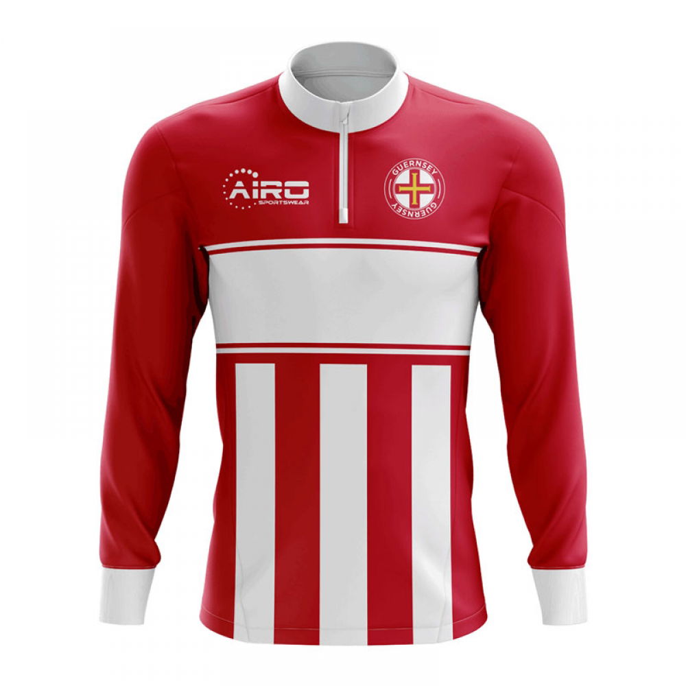 Guernsey Concept Football Half Zip Midlayer Top (Red-White)