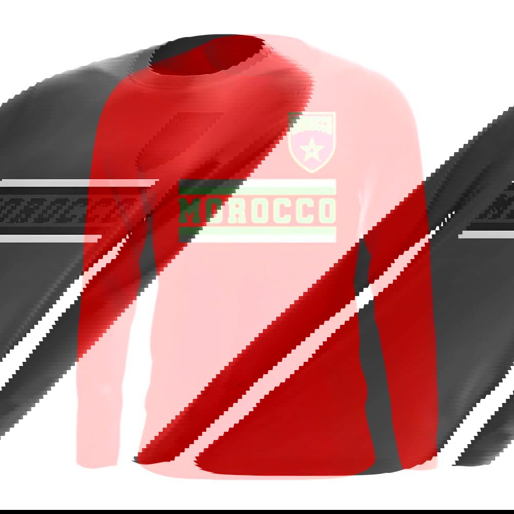 Morocco Core Football Country Long Sleeve T-Shirt (Red)