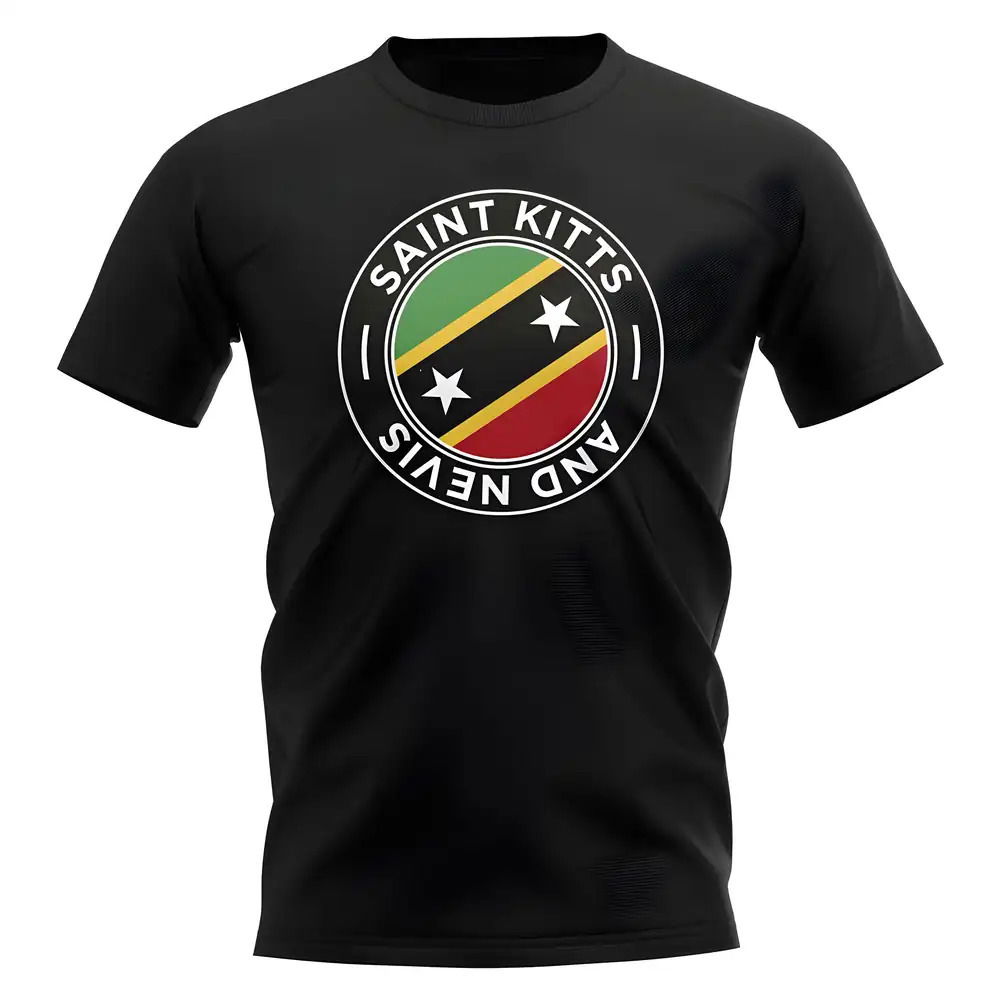 Saint Kitts and Nevis Football Badge T-Shirt (Black)