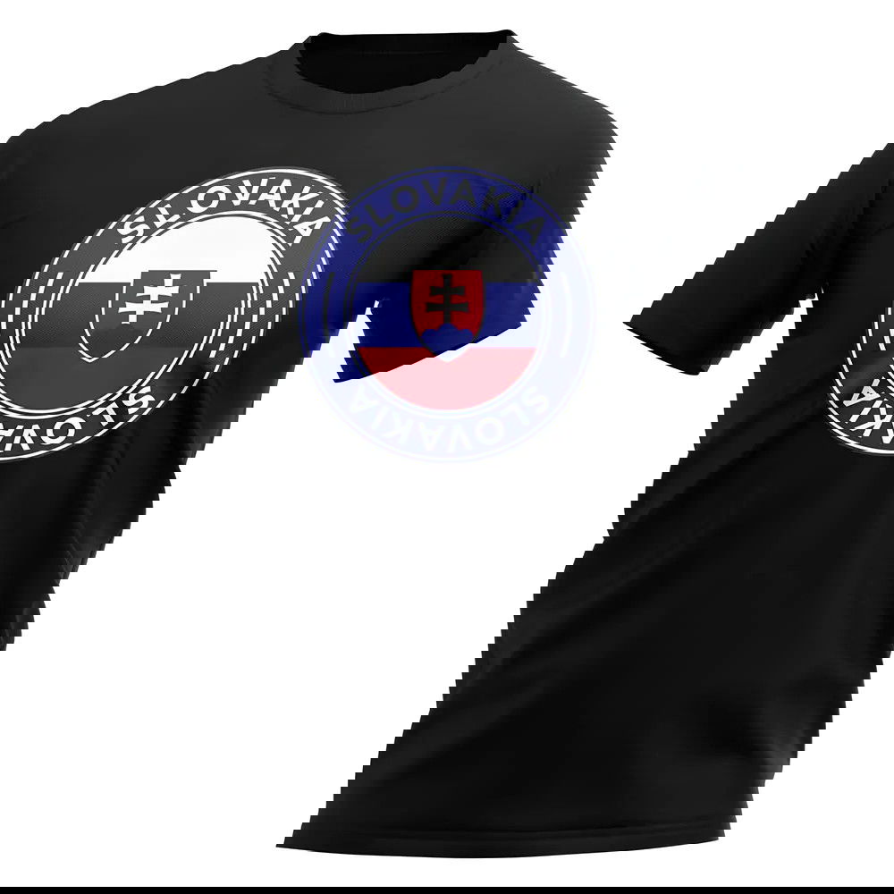 Slovakia Football Badge T-Shirt (Black)