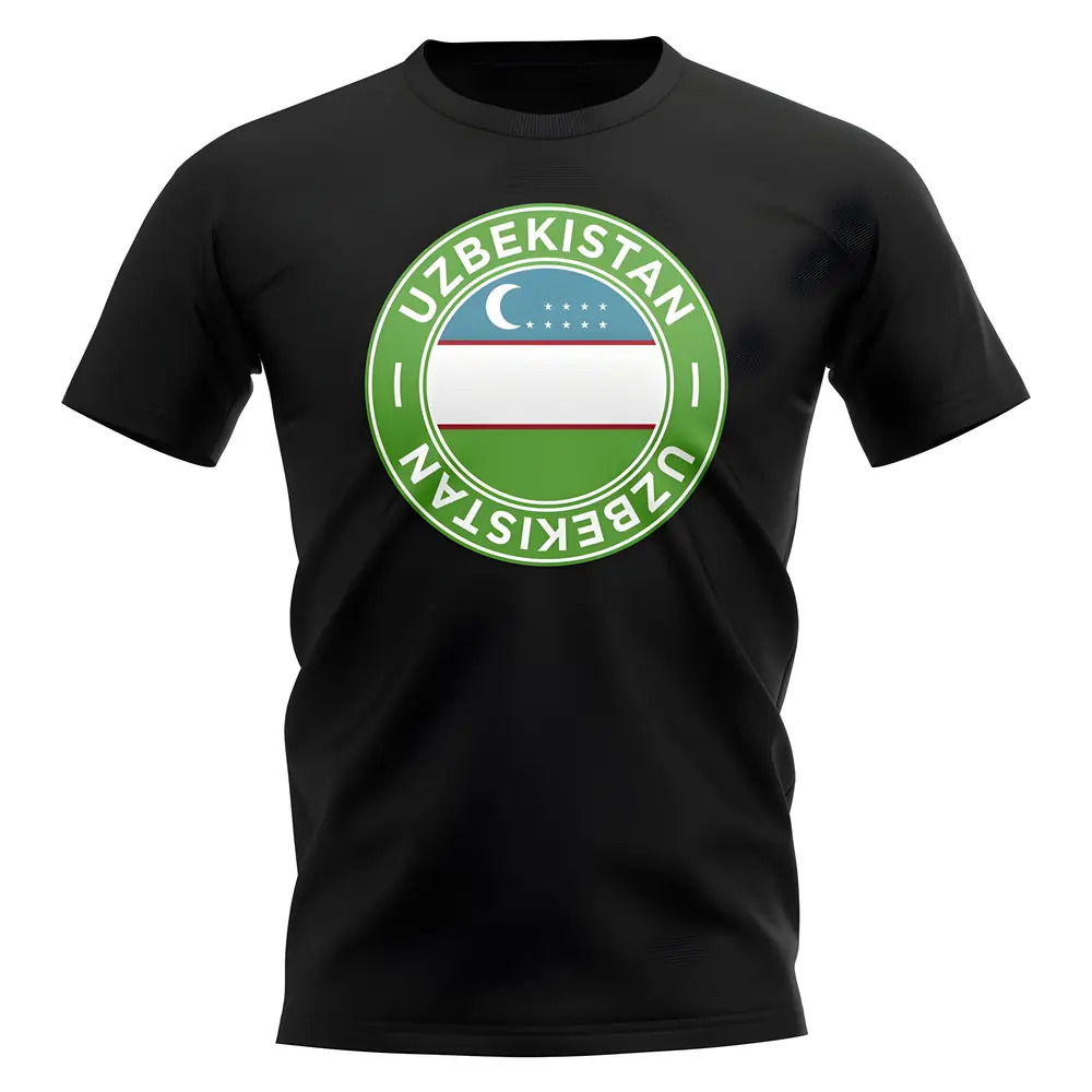 Uzbekistan Football Badge T-Shirt (Black)