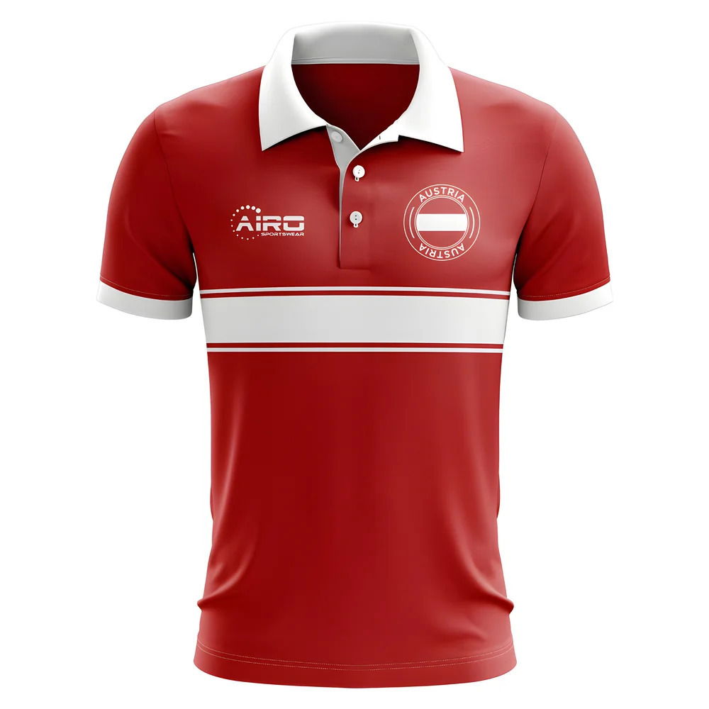 Austria Concept Stripe Polo Shirt (Red) - Kids