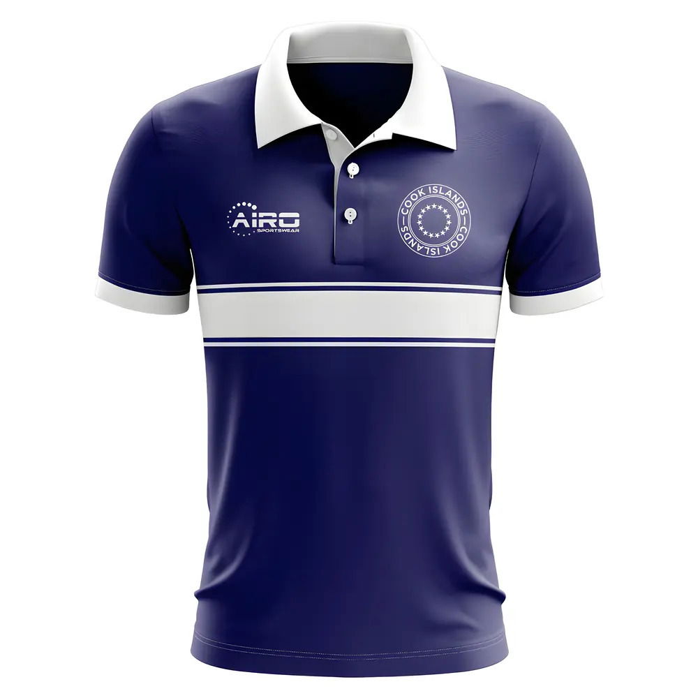 Cook Islands Concept Stripe Polo Shirt (Navy)