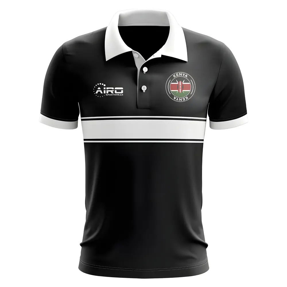 Kenya Concept Stripe Polo Shirt (Black) - Kids