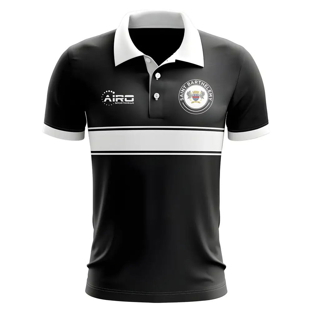 Saint Barthelemy Concept Stripe Polo Shirt (Black)