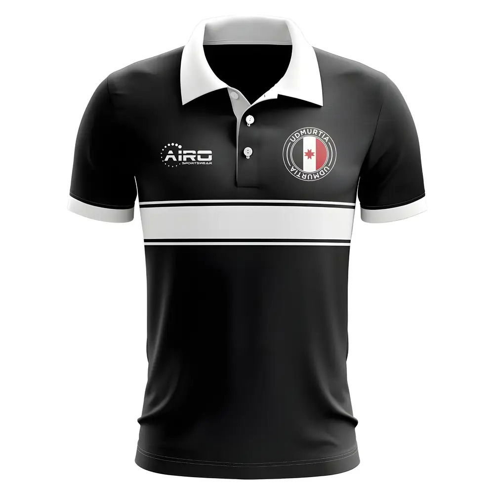 Udmurtia Concept Stripe Polo Shirt (Black)