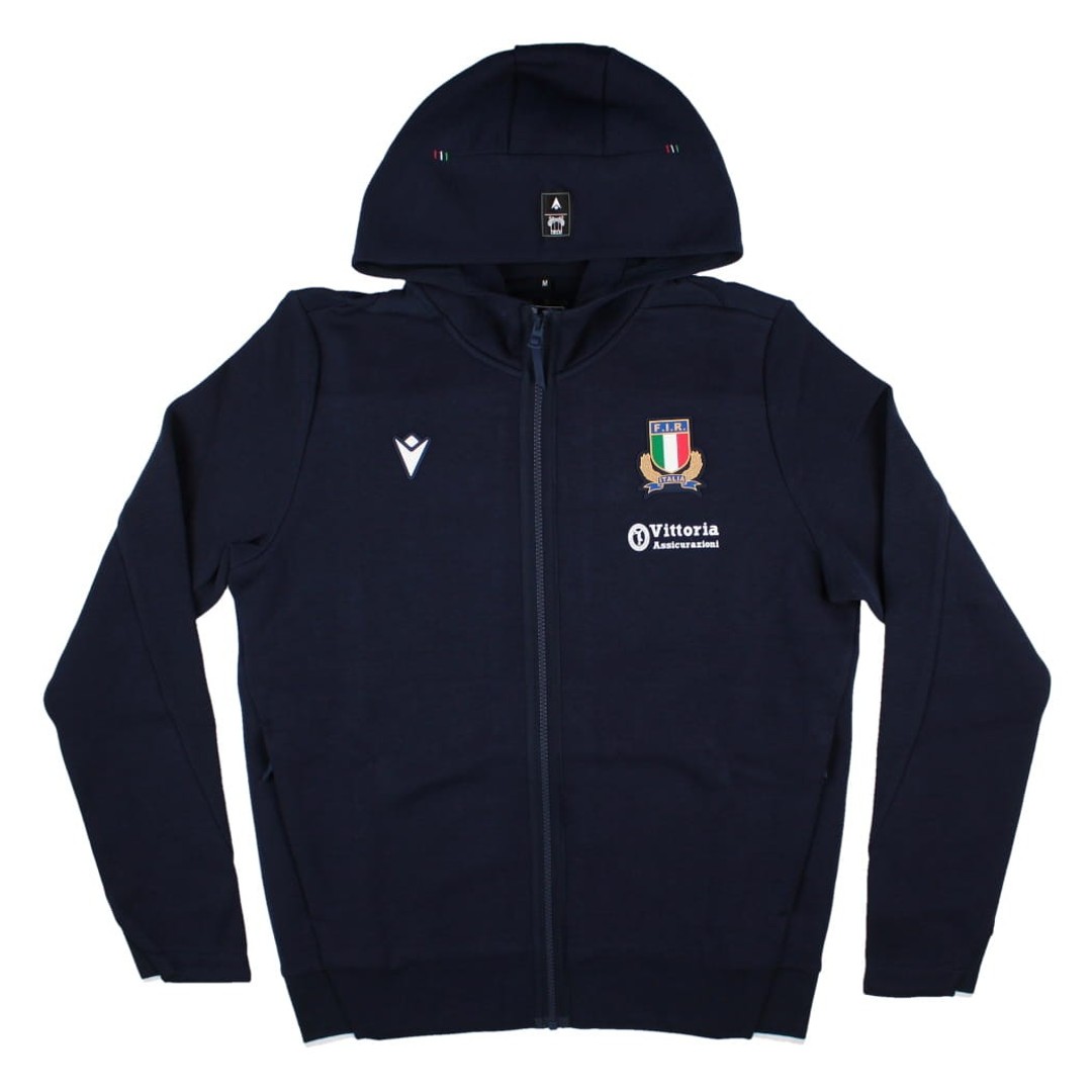 2026-2027 Italy Rugby Full Zip Travel Hoodie (Navy)