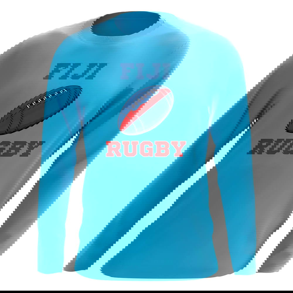 Fiji Rugby Ball Long Sleeve Tee (Aqua)