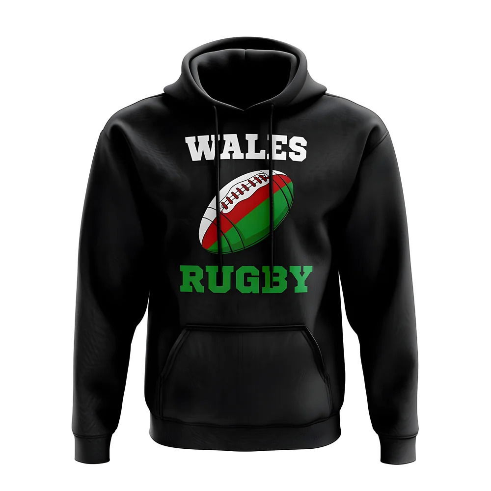Wales Rugby Ball Hoody (Black)