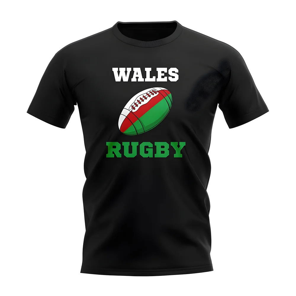 Wales Rugby Ball T-Shirt (Black)