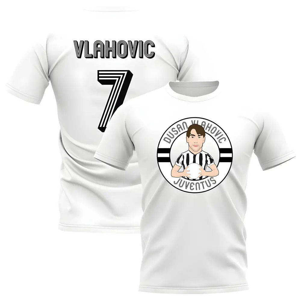 Dusan Vlahovic Juventus Illustration T-Shirt (White)